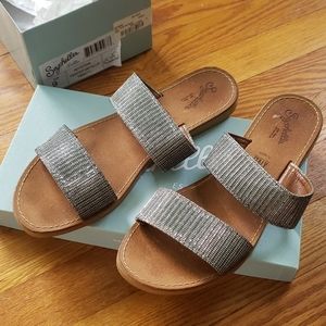 Seychelles Rotation Metallic Slides, Pewter size 9